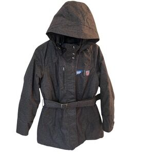 Women's Small NFL Super Bowl XLVIII Belted Removable Hooded Coat